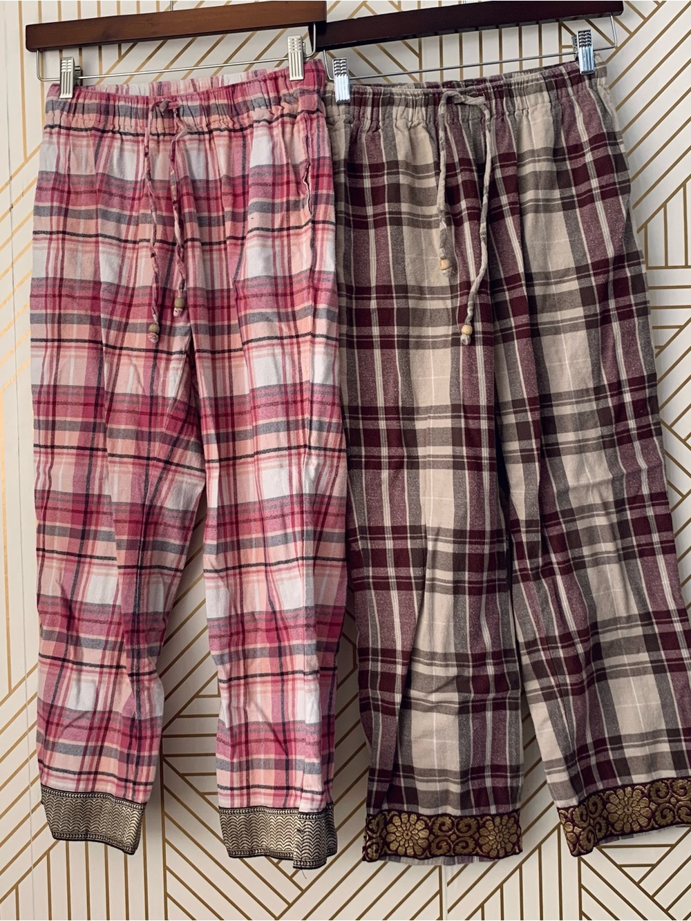 Punjammies by Sudara Lot 100% Cotton flannel Pajama Pants plaid Indian inspired